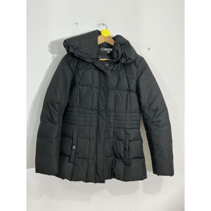 Womans Kenneth Cole Reaction Small Black Duck Down Puffy Winter Coat High Neck